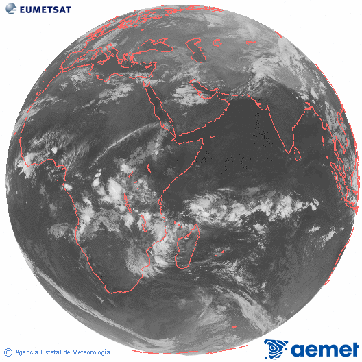Oce� �ndic. Imatge global del canal infraroig (10.8&mu;m) de Meteosat, que pertany a la s�rie MSG (Meteosat Segona Generaci�) i est� situat a 41.5°E.&nbsp;dimecres, 11 de mar�  2026 22:00