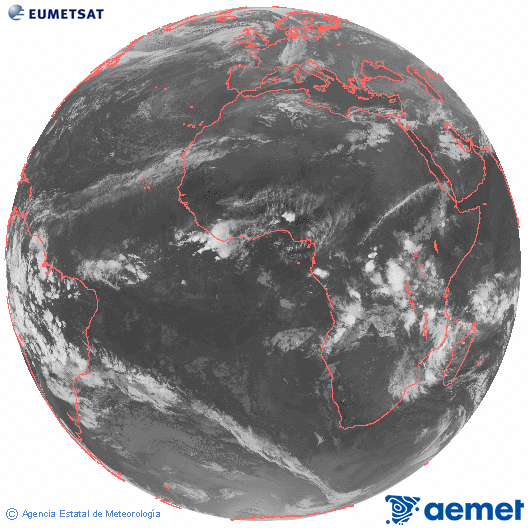 Imatge global del canal infraroig (10.8  &mu;m) del sat�l�lit Meteosat, pertanyent a la s�rie MSG (Meteosat Segona Generaci�) i situat en 0�N 0�E.&nbsp;dimecres, 11 de mar�  2026 22:00