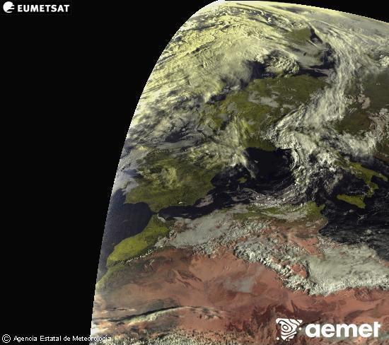 Esta imagen se genera utilizando informaci�n de los canales visibles del sat�lite METEOSAT perteneciente a la segunda generaci�n de sat�lites Meteosat (MSG). Por ese motivo, s�lo hay informaci�n en la zona iluminada por el sol. Adem�s, los canales han sido normalizados para que el brillo no dependa de la posici�n del sol.&nbsp;jeudi, 12 mars  2026 08:00
