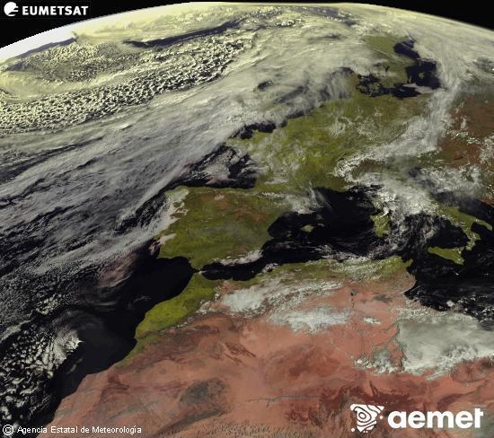 Esta imagen se genera utilizando informaci�n de los canales visibles del sat�lite METEOSAT perteneciente a la segunda generaci�n de sat�lites Meteosat (MSG). Por ese motivo, s�lo hay informaci�n en la zona iluminada por el sol. Adem�s, los canales han sido normalizados para que el brillo no dependa de la posici�n del sol.&nbsp;jeudi, 12 mars  2026 11:00