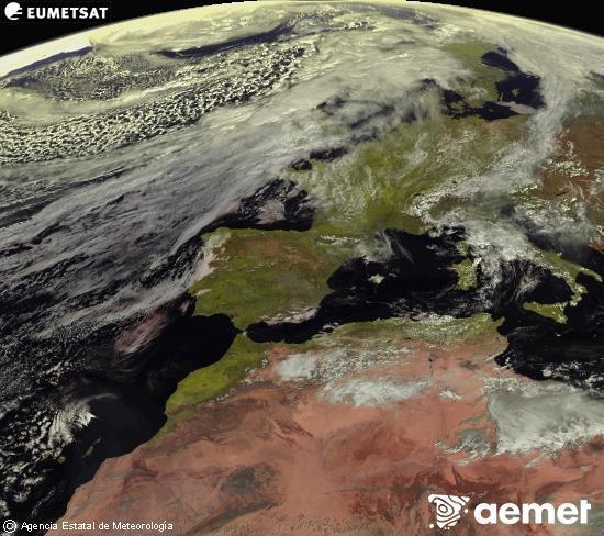 Esta imagen se genera utilizando informaci�n de los canales visibles del sat�lite METEOSAT perteneciente a la segunda generaci�n de sat�lites Meteosat (MSG). Por ese motivo, s�lo hay informaci�n en la zona iluminada por el sol. Adem�s, los canales han sido normalizados para que el brillo no dependa de la posici�n del sol.&nbsp;jeudi, 12 mars  2026 12:00