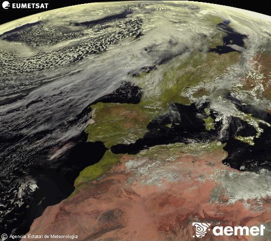 Aquesta imatge es genera utilitzant informaci� dels canals visibles del sat�l�lit METEOSAT, que pertany a la segona generaci� de sat�l�lits Meteosat (MSG). Per aquest motiu, nom�s hi ha informaci� en la zona il�luminada pel sol. A m�s, els canals han sigut normalitzats perqu� la lluentor no depenga de la posici� del sol.&nbsp;dijous, 12 de mar�  2026 14:00