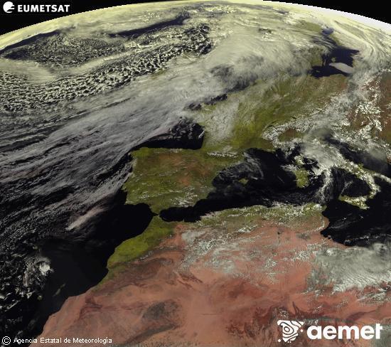 Aquesta imatge es genera utilitzant informaci� dels canals visibles del sat�l�lit METEOSAT, que pertany a la segona generaci� de sat�l�lits Meteosat (MSG). Per aquest motiu, nom�s hi ha informaci� en la zona il�luminada pel sol. A m�s, els canals han sigut normalitzats perqu� la lluentor no depenga de la posici� del sol.&nbsp;dijous, 12 de mar�  2026 15:00