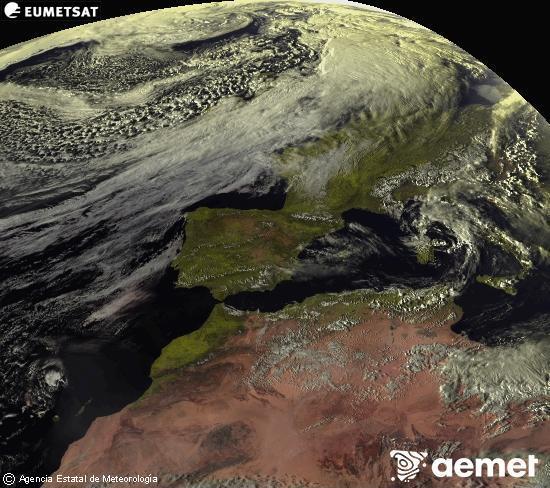 Aquesta imatge es genera utilitzant informaci� dels canals visibles del sat�l�lit METEOSAT, que pertany a la segona generaci� de sat�l�lits Meteosat (MSG). Per aquest motiu, nom�s hi ha informaci� en la zona il�luminada pel sol. A m�s, els canals han sigut normalitzats perqu� la lluentor no depenga de la posici� del sol.&nbsp;dijous, 12 de mar�  2026 17:00