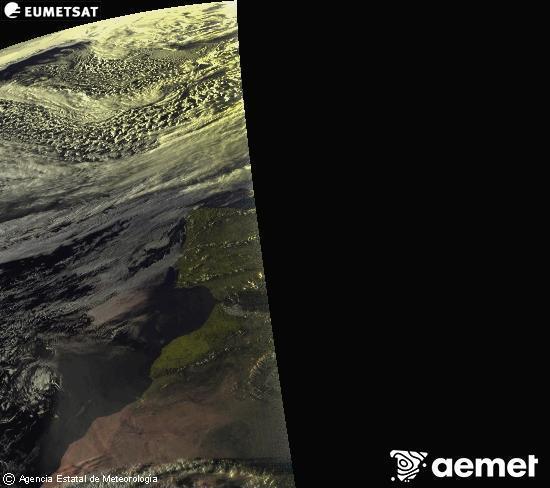 Aquesta imatge es genera utilitzant informaci� dels canals visibles del sat�l�lit METEOSAT, que pertany a la segona generaci� de sat�l�lits Meteosat (MSG). Per aquest motiu, nom�s hi ha informaci� en la zona il�luminada pel sol. A m�s, els canals han sigut normalitzats perqu� la lluentor no depenga de la posici� del sol.&nbsp;dijous, 12 de mar�  2026 19:00