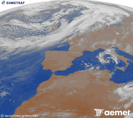 Imagen de la zona de Europa y Norte de �frica del canal infrarrojo del sat�lite Meteosat operacional en 0�N 0�W, procesada para darle color.&nbsp;Friday, 13 March  2026 00:00