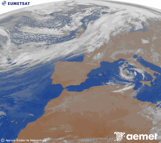 Imagen de la zona de Europa y Norte de �frica del canal infrarrojo del sat�lite Meteosat operacional en 0�N 0�W, procesada para darle color.&nbsp;Friday, 13 March  2026 04:00