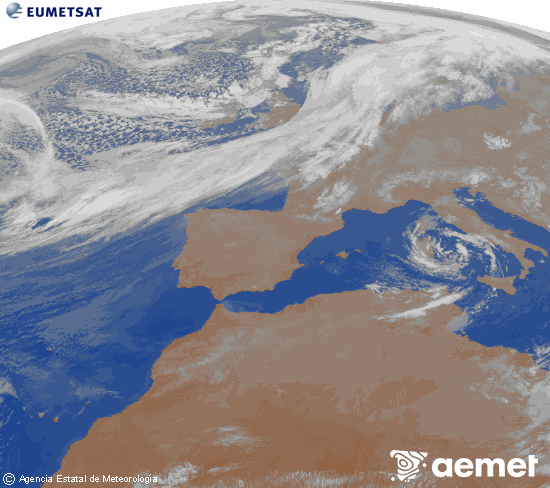 Imagen de la zona de Europa y Norte de �frica del canal infrarrojo del sat�lite Meteosat operacional en 0�N 0�W, procesada para darle color.&nbsp;Friday, 13 March  2026 05:00