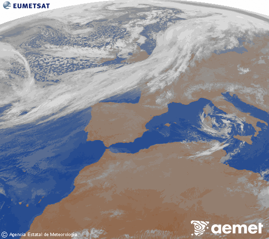 Imagen de la zona de Europa y Norte de �frica del canal infrarrojo del sat�lite Meteosat operacional en 0�N 0�W, procesada para darle color.&nbsp;Friday, 13 March  2026 06:00