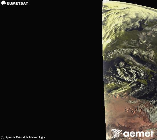 Esta imagen se genera utilizando informaci�n de los canales visibles del sat�lite METEOSAT perteneciente a la segunda generaci�n de sat�lites Meteosat (MSG). Por ese motivo, s�lo hay informaci�n en la zona iluminada por el sol. Adem�s, los canales han sido normalizados para que el brillo no dependa de la posici�n del sol.&nbsp;Friday, 13 March  2026 07:00