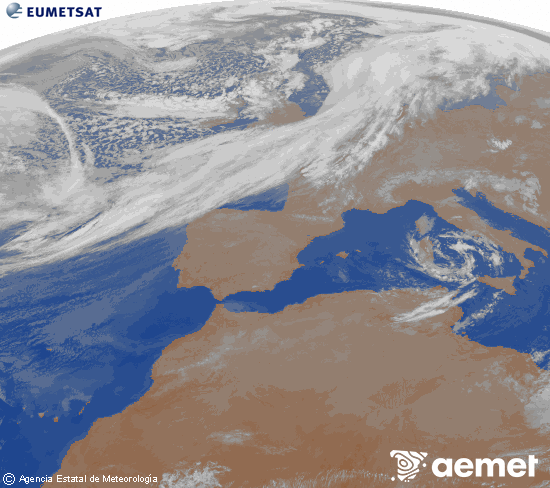 Imagen de la zona de Europa y Norte de �frica del canal infrarrojo del sat�lite Meteosat operacional en 0�N 0�W, procesada para darle color.&nbsp;Friday, 13 March  2026 07:00