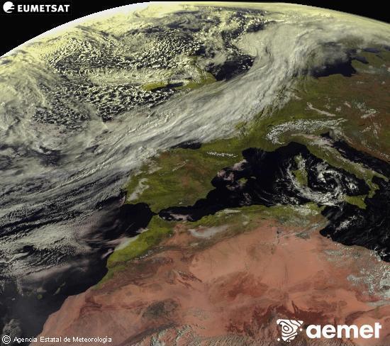 Esta imagen se genera utilizando informaci�n de los canales visibles del sat�lite METEOSAT perteneciente a la segunda generaci�n de sat�lites Meteosat (MSG). Por ese motivo, s�lo hay informaci�n en la zona iluminada por el sol. Adem�s, los canales han sido normalizados para que el brillo no dependa de la posici�n del sol.&nbsp;Friday, 13 March  2026 10:00