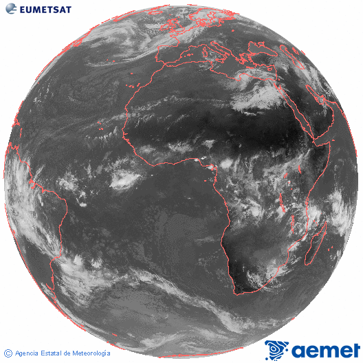Imaxe global da canle infravermella (10.8 &mu;m) do sat�lite  Meteosat, pertencente � serie MSX (Meteosat Segunda Xeraci�n) e situado en 0�N 0�E.&nbsp;venres, 13 marzo  2026 10:00