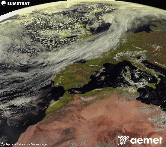 Esta imagen se genera utilizando informaci�n de los canales visibles del sat�lite METEOSAT perteneciente a la segunda generaci�n de sat�lites Meteosat (MSG). Por ese motivo, s�lo hay informaci�n en la zona iluminada por el sol. Adem�s, los canales han sido normalizados para que el brillo no dependa de la posici�n del sol.&nbsp;Friday, 13 March  2026 11:00