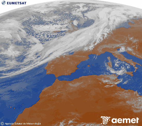 Imagen de la zona de Europa y Norte de �frica del canal infrarrojo del sat�lite Meteosat operacional en 0�N 0�W, procesada para darle color.&nbsp;Friday, 13 March  2026 11:00