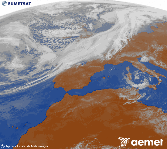 Imagen de la zona de Europa y Norte de �frica del canal infrarrojo del sat�lite Meteosat operacional en 0�N 0�W, procesada para darle color.&nbsp;Friday, 13 March  2026 12:00