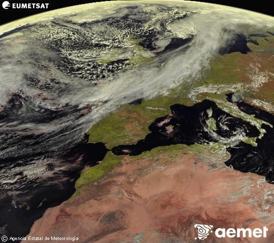 Esta imagen se genera utilizando informaci�n de los canales visibles del sat�lite METEOSAT perteneciente a la segunda generaci�n de sat�lites Meteosat (MSG). Por ese motivo, s�lo hay informaci�n en la zona iluminada por el sol. Adem�s, los canales han sido normalizados para que el brillo no dependa de la posici�n del sol.&nbsp;Friday, 13 March  2026 13:00