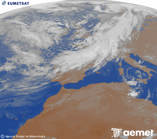 Imaxe da zona de Europa e Norte de �frica da canle infravermella do sat�lite Meteosat operacional en 0�N 0�W, procesada para darlle cor.&nbsp;venres, 13 marzo  2026 23:00