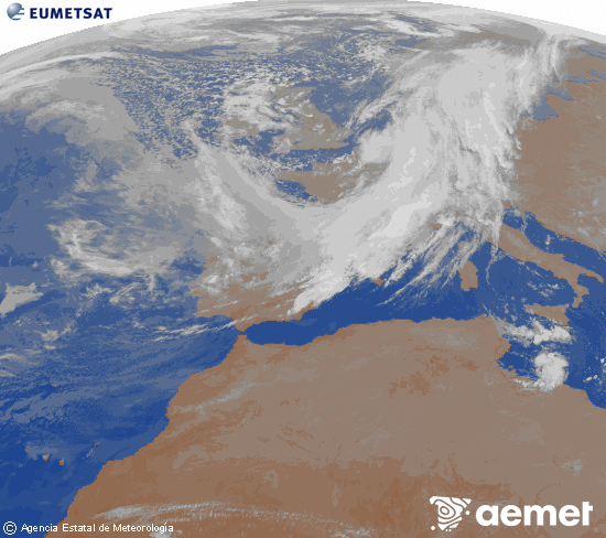 Imaxe da zona de Europa e Norte de �frica da canle infravermella do sat�lite Meteosat operacional en 0�N 0�W, procesada para darlle cor.&nbsp;s�bado , 14 marzo  2026 05:00