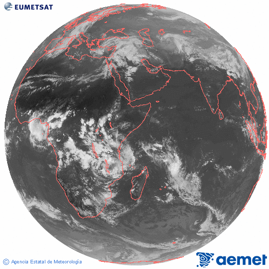 Oc�ano �ndico. Imagen global del canal infrarrojo (10.8&mu;m) de Meteosat, perteneciente a la serie MSG (Meteosat Segunda Generaci�n) y situado en 41.5° E.&nbsp;dissabte, 14 de mar�  2026 16:00
