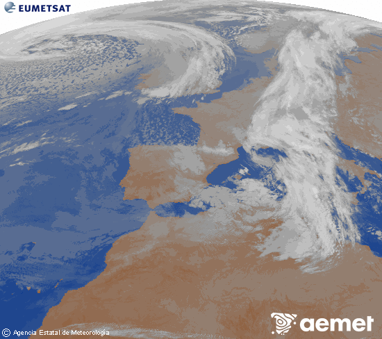 Imagen de la zona de Europa y Norte de �frica del canal infrarrojo del sat�lite Meteosat operacional en 0�N 0�W, procesada para darle color.&nbsp;igandea, 2026ko martxoak 15, ordua: 03:00