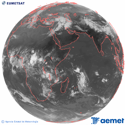 Oc�ano �ndico. Imagen global del canal infrarrojo (10.8&mu;m) de Meteosat, perteneciente a la serie MSG (Meteosat Segunda Generaci�n) y situado en 41.5° E.&nbsp;diumenge, 15 de mar�  2026 07:00