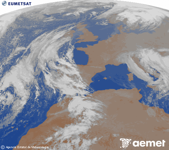 Imaxe da zona de Europa e Norte de �frica da canle infravermella do sat�lite Meteosat operacional en 0�N 0�W, procesada para darlle cor.&nbsp;m�rcores, 18 marzo  2026 05:00