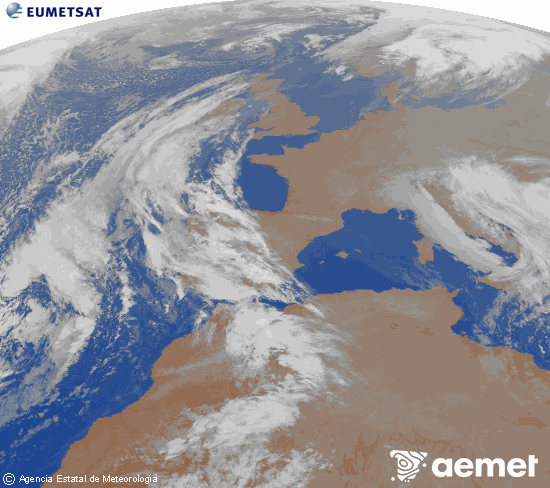 Imaxe da zona de Europa e Norte de �frica da canle infravermella do sat�lite Meteosat operacional en 0�N 0�W, procesada para darlle cor.&nbsp;m�rcores, 18 marzo  2026 06:00
