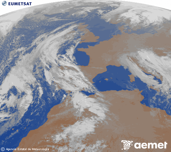 Imaxe da zona de Europa e Norte de �frica da canle infravermella do sat�lite Meteosat operacional en 0�N 0�W, procesada para darlle cor.&nbsp;m�rcores, 18 marzo  2026 07:00