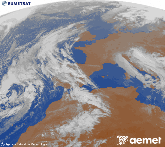 Imaxe da zona de Europa e Norte de �frica da canle infravermella do sat�lite Meteosat operacional en 0�N 0�W, procesada para darlle cor.&nbsp;m�rcores, 18 marzo  2026 09:00