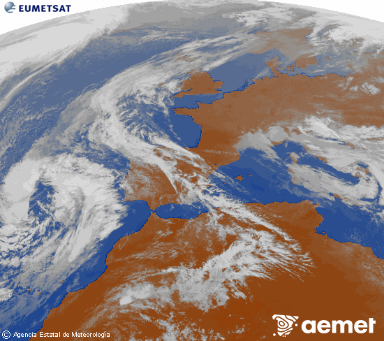 Imaxe da zona de Europa e Norte de �frica da canle infravermella do sat�lite Meteosat operacional en 0�N 0�W, procesada para darlle cor.&nbsp;m�rcores, 18 marzo  2026 15:00