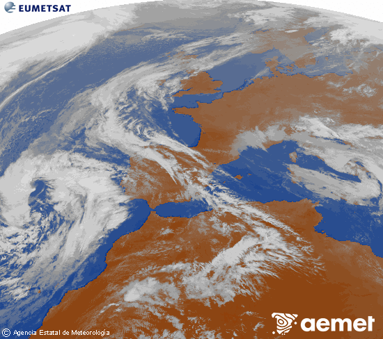Imaxe da zona de Europa e Norte de �frica da canle infravermella do sat�lite Meteosat operacional en 0�N 0�W, procesada para darlle cor.&nbsp;m�rcores, 18 marzo  2026 16:00