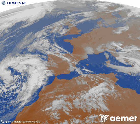 Imaxe da zona de Europa e Norte de �frica da canle infravermella do sat�lite Meteosat operacional en 0�N 0�W, procesada para darlle cor.&nbsp;m�rcores, 18 marzo  2026 19:00
