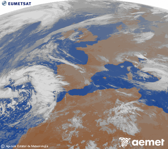 Imaxe da zona de Europa e Norte de �frica da canle infravermella do sat�lite Meteosat operacional en 0�N 0�W, procesada para darlle cor.&nbsp;m�rcores, 18 marzo  2026 22:00