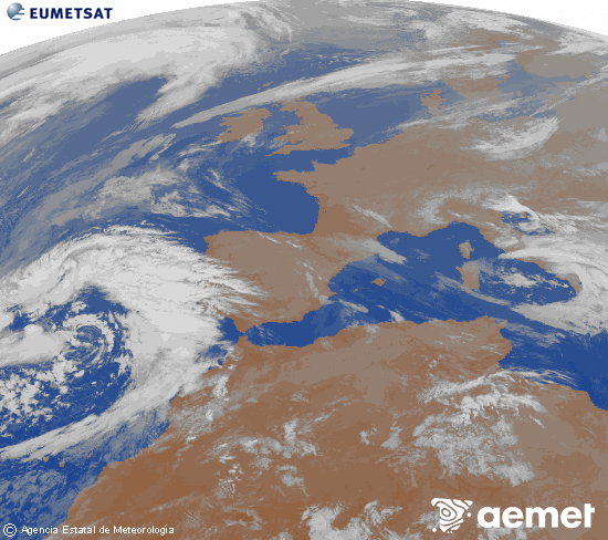 Imaxe da zona de Europa e Norte de �frica da canle infravermella do sat�lite Meteosat operacional en 0�N 0�W, procesada para darlle cor.&nbsp;xoves, 19 marzo  2026 00:00