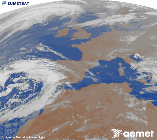 Imaxe da zona de Europa e Norte de �frica da canle infravermella do sat�lite Meteosat operacional en 0�N 0�W, procesada para darlle cor.&nbsp;xoves, 19 marzo  2026 05:00