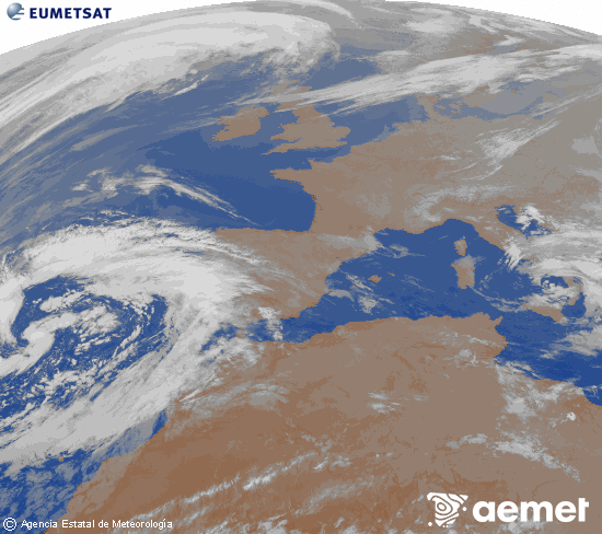 Imaxe da zona de Europa e Norte de �frica da canle infravermella do sat�lite Meteosat operacional en 0�N 0�W, procesada para darlle cor.&nbsp;xoves, 19 marzo  2026 06:00