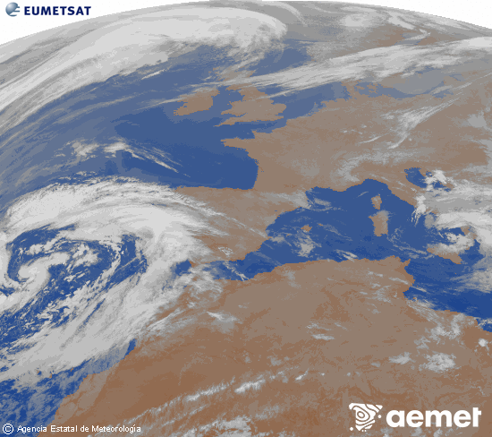 Imaxe da zona de Europa e Norte de �frica da canle infravermella do sat�lite Meteosat operacional en 0�N 0�W, procesada para darlle cor.&nbsp;xoves, 19 marzo  2026 07:00