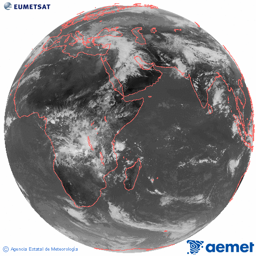 Oc�ano �ndico. Imagen global del canal infrarrojo (10.8&mu;m) de Meteosat, perteneciente a la serie MSG (Meteosat Segunda Generaci�n) y situado en 41.5° E.&nbsp;dijous, 19 de mar�  2026 10:00