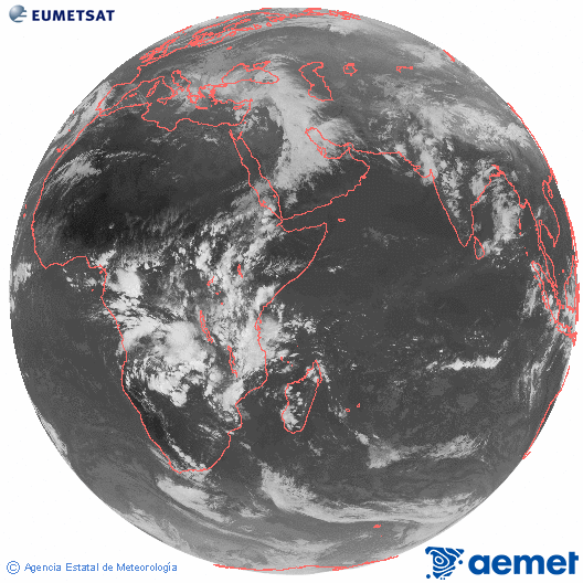 Oc�ano �ndico. Imagen global del canal infrarrojo (10.8&mu;m) de Meteosat, perteneciente a la serie MSG (Meteosat Segunda Generaci�n) y situado en 41.5° E.&nbsp;dijous, 19 de mar�  2026 16:00