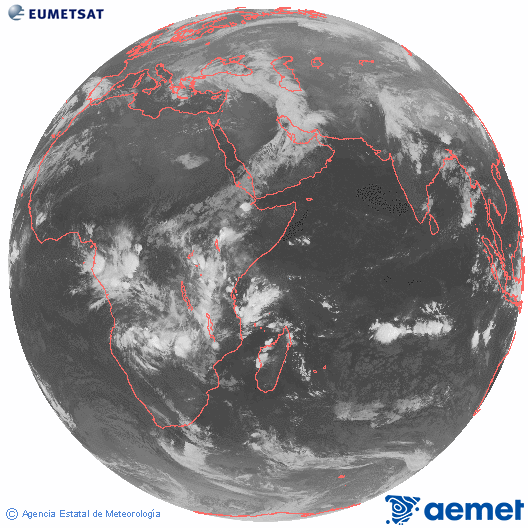 Oc�ano �ndico. Imagen global del canal infrarrojo (10.8&mu;m) de Meteosat, perteneciente a la serie MSG (Meteosat Segunda Generaci�n) y situado en 41.5° E.&nbsp;Friday, 20 March  2026 01:00