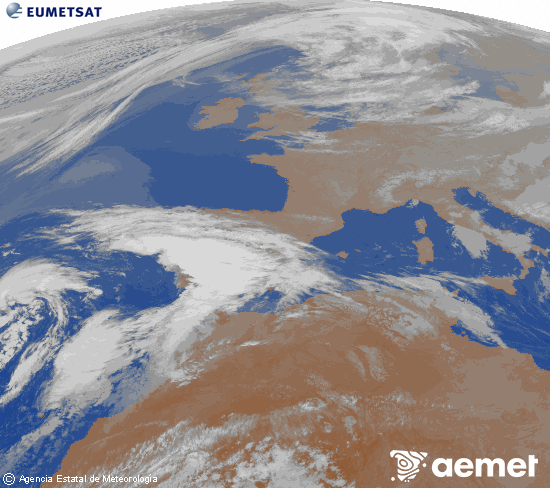 Imagen de la zona de Europa y Norte de �frica del canal infrarrojo del sat�lite Meteosat operacional en 0�N 0�W, procesada para darle color.&nbsp;divendres, 20 de mar�  2026 03:00
