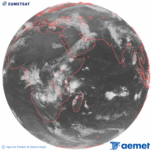 Oc�ano �ndico. Imagen global del canal infrarrojo (10.8&mu;m) de Meteosat, perteneciente a la serie MSG (Meteosat Segunda Generaci�n) y situado en 41.5° E.&nbsp;Friday, 20 March  2026 04:00