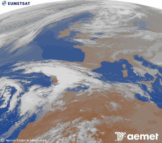 Imagen de la zona de Europa y Norte de �frica del canal infrarrojo del sat�lite Meteosat operacional en 0�N 0�W, procesada para darle color.&nbsp;divendres, 20 de mar�  2026 05:00