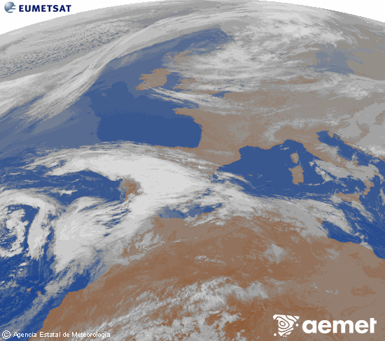 Imagen de la zona de Europa y Norte de �frica del canal infrarrojo del sat�lite Meteosat operacional en 0�N 0�W, procesada para darle color.&nbsp;divendres, 20 de mar�  2026 06:00