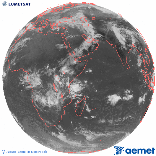Oc�ano �ndico. Imagen global del canal infrarrojo (10.8&mu;m) de Meteosat, perteneciente a la serie MSG (Meteosat Segunda Generaci�n) y situado en 41.5° E.&nbsp;Friday, 20 March  2026 07:00