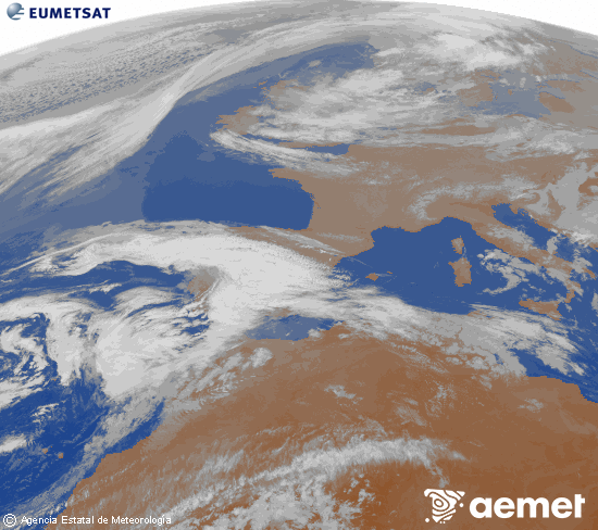 Imagen de la zona de Europa y Norte de �frica del canal infrarrojo del sat�lite Meteosat operacional en 0�N 0�W, procesada para darle color.&nbsp;divendres, 20 de mar�  2026 08:00