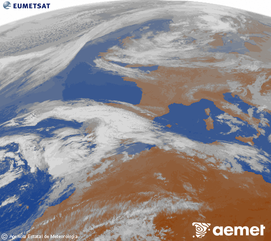 Imagen de la zona de Europa y Norte de �frica del canal infrarrojo del sat�lite Meteosat operacional en 0�N 0�W, procesada para darle color.&nbsp;divendres, 20 de mar�  2026 09:00