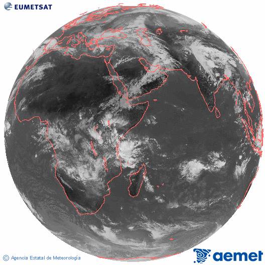 Oc�ano �ndico. Imagen global del canal infrarrojo (10.8&mu;m) de Meteosat, perteneciente a la serie MSG (Meteosat Segunda Generaci�n) y situado en 41.5° E.&nbsp;divendres, 20 de mar�  2026 10:00