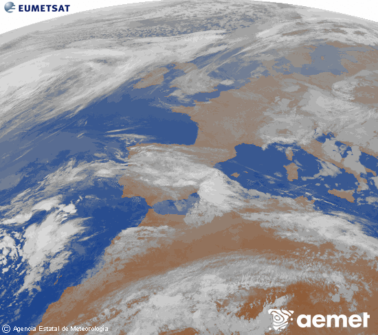 Imaxe da zona de Europa e Norte de �frica da canle infravermella do sat�lite Meteosat operacional en 0�N 0�W, procesada para darlle cor.&nbsp;s�bado , 21 marzo  2026 07:00